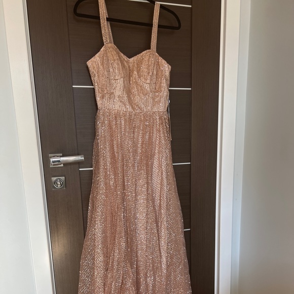 NEW Long Sparkly Gold Dress - Picture 3 of 10